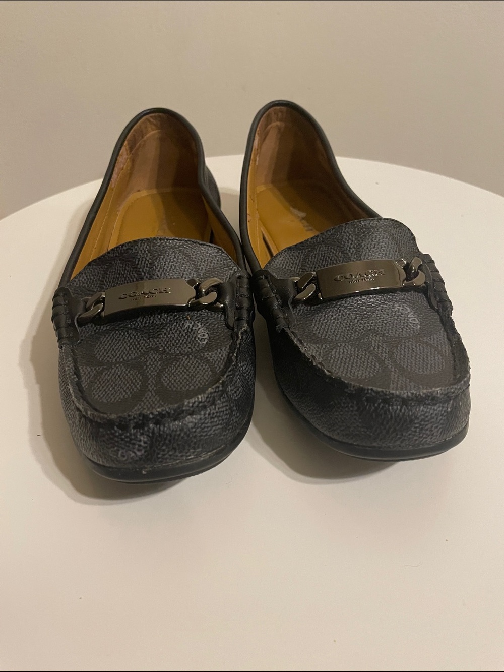 Coach Women's Black Signature Moccasin Loafers